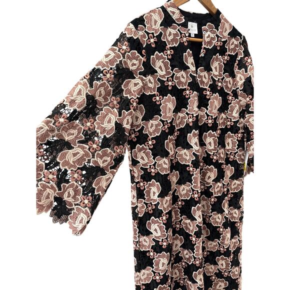 J.Marie Talia Floral Lace Mandarin Collar Long Bell Sleeve Midi Dress Size Small - Picture 11 of 11